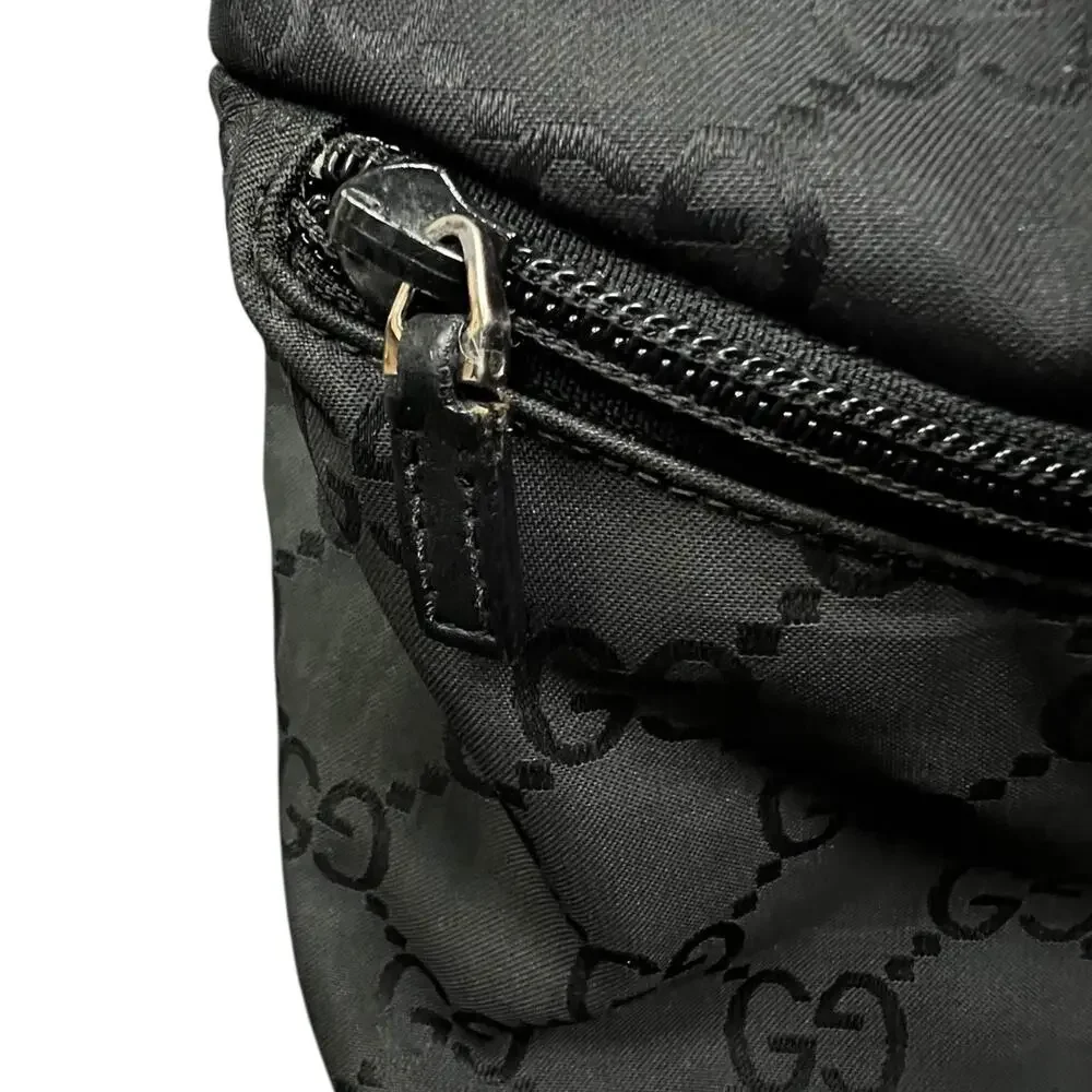 Gucci Black GG Logo Front Pocket Nylon Hobo Shoulder Bag Vintage Luxury Purse